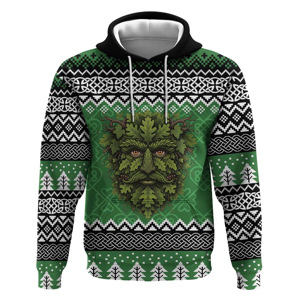 Personalized Anglesey Wales Christmas Hoodie Green Man Celtic Knot - Wonder Print Shop