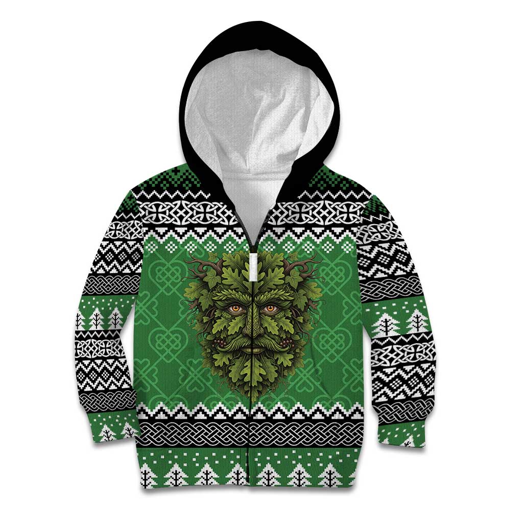 Personalized Anglesey Wales Christmas Kid Hoodie Green Man Celtic Knot - Wonder Print Shop