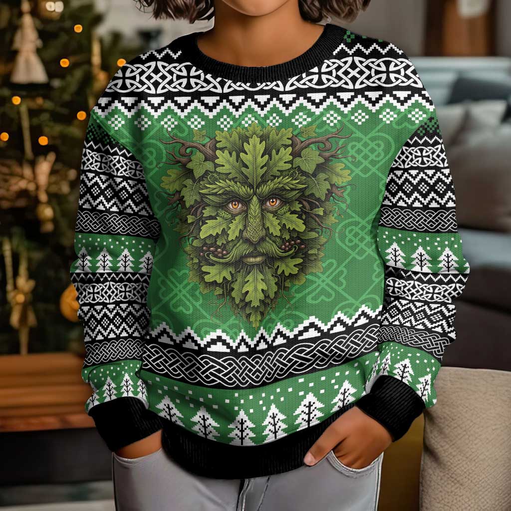 Personalized Anglesey Wales Christmas Kid Ugly Christmas Sweater Green Man Celtic Knot - Wonder Print Shop