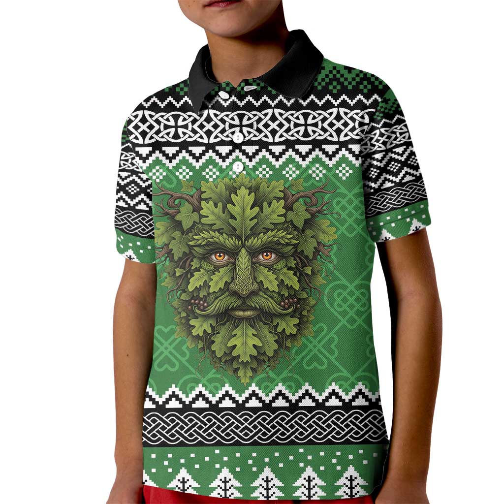 Personalized Anglesey Wales Christmas Kid Polo Shirt Green Man Celtic Knot - Wonder Print Shop