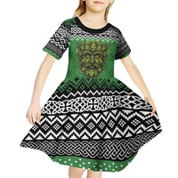 Personalized Anglesey Wales Christmas Kid Short Sleeve Dress Green Man Celtic Knot - Wonder Print Shop