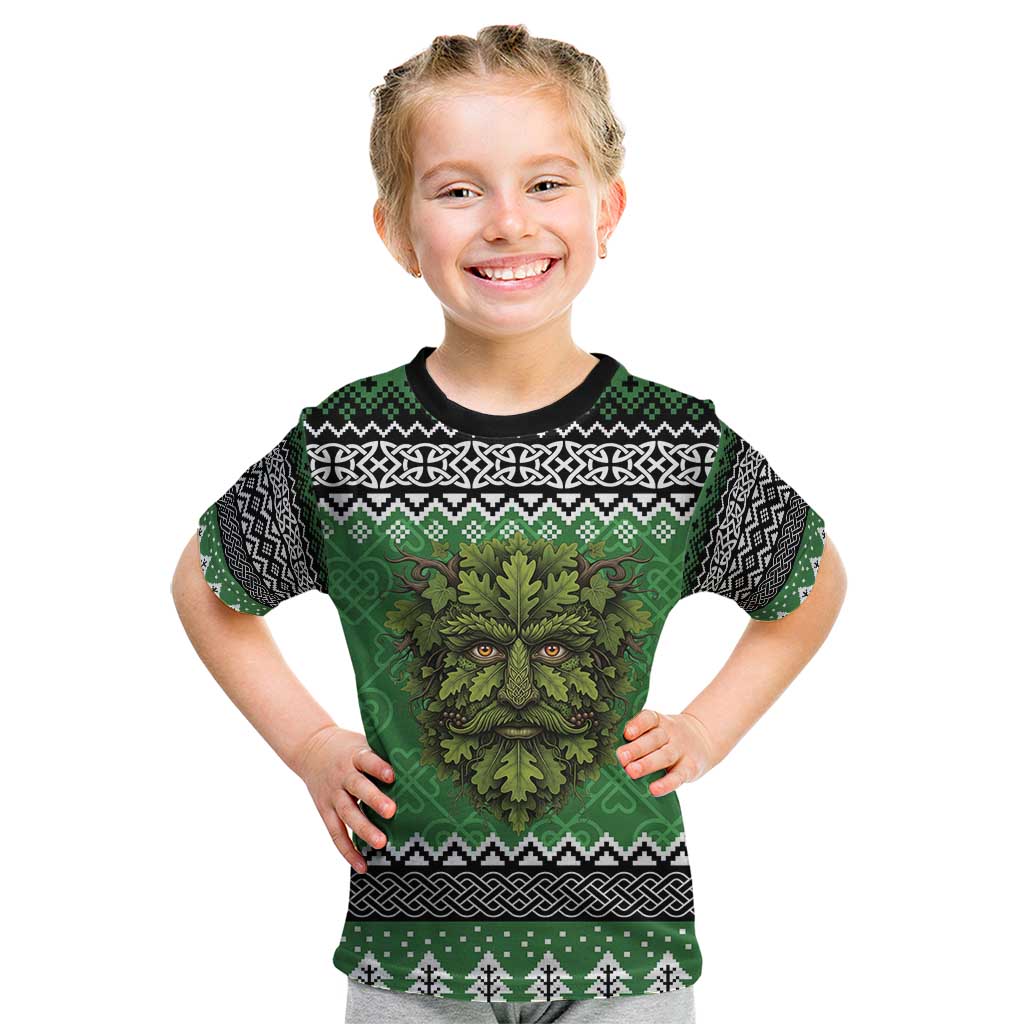 Personalized Anglesey Wales Christmas Kid T Shirt Green Man Celtic Knot - Wonder Print Shop