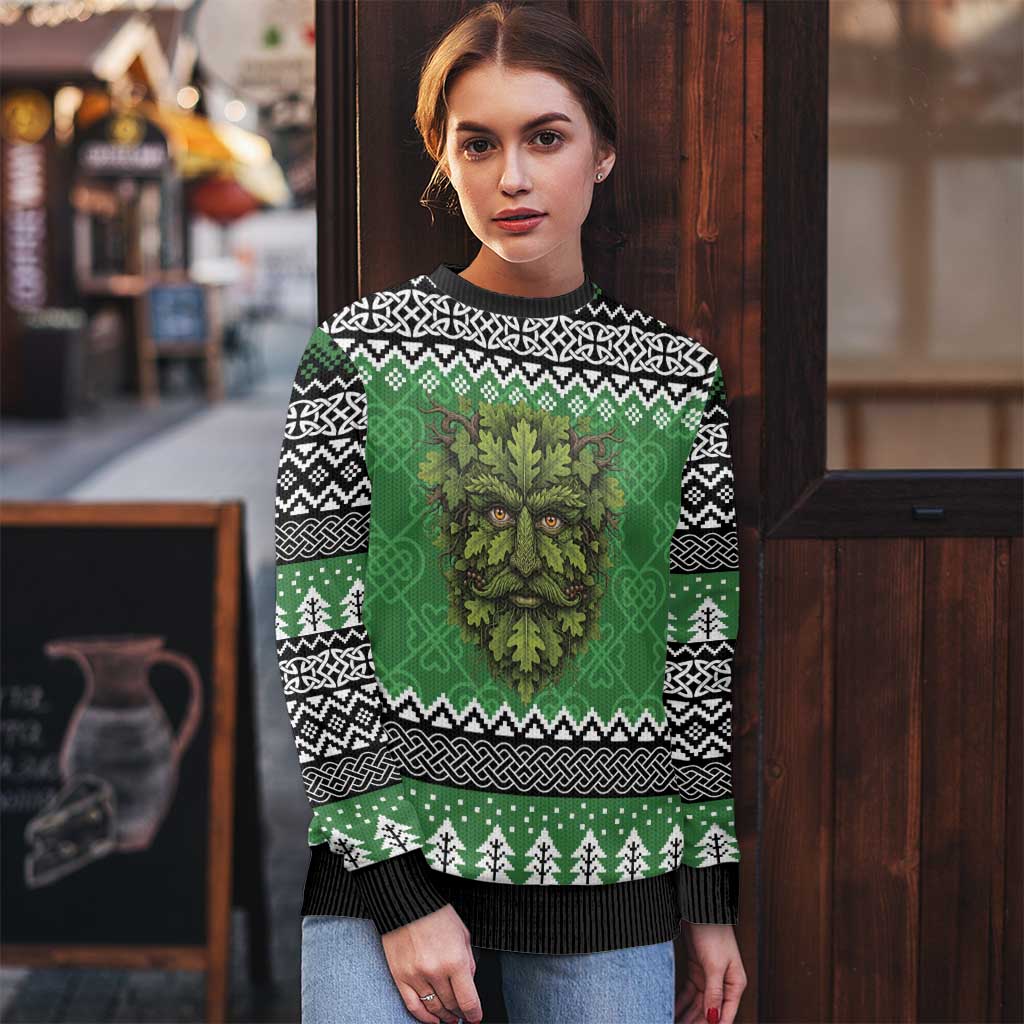 Personalized Anglesey Wales Christmas Ugly Christmas Sweater Green Man Celtic Knot - Wonder Print Shop