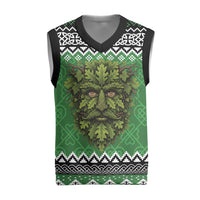 Personalized Anglesey Wales Christmas Knitted V-Neck Vest Green Man Celtic Knot - Wonder Print Shop