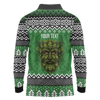 Personalized Anglesey Wales Christmas Long Sleeve Polo Shirt Green Man Celtic Knot - Wonder Print Shop