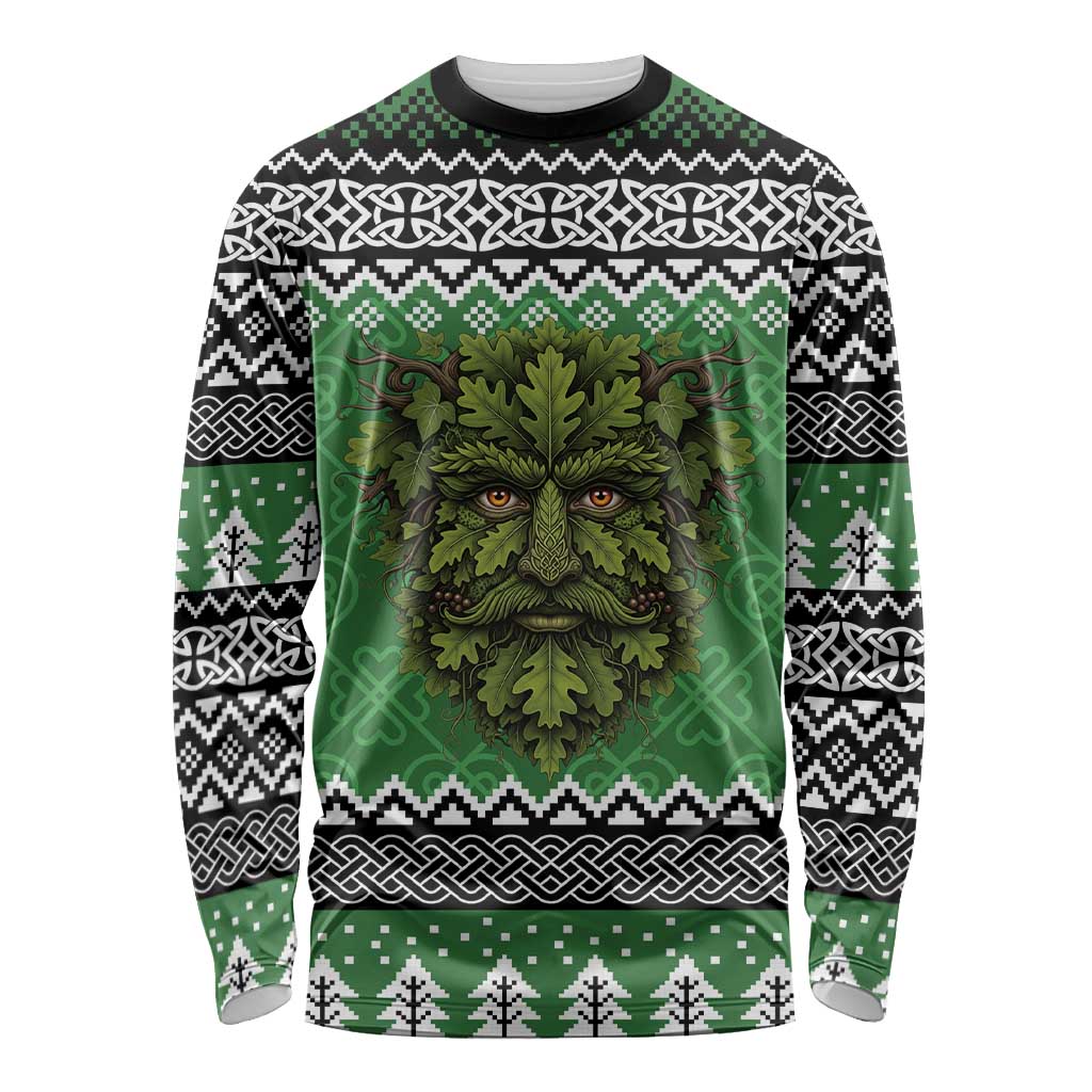 Personalized Anglesey Wales Christmas Long Sleeve Shirt Green Man Celtic Knot - Wonder Print Shop
