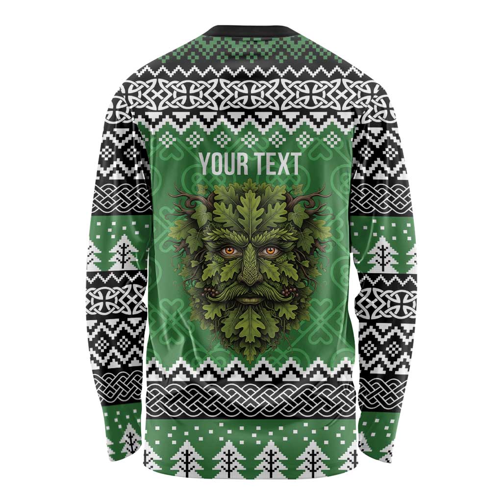 Personalized Anglesey Wales Christmas Long Sleeve Shirt Green Man Celtic Knot - Wonder Print Shop