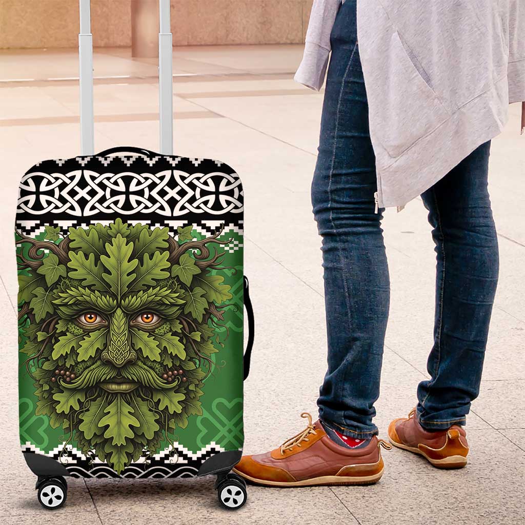 Personalized Anglesey Wales Christmas Luggage Cover Green Man Celtic Knot - Wonder Print Shop