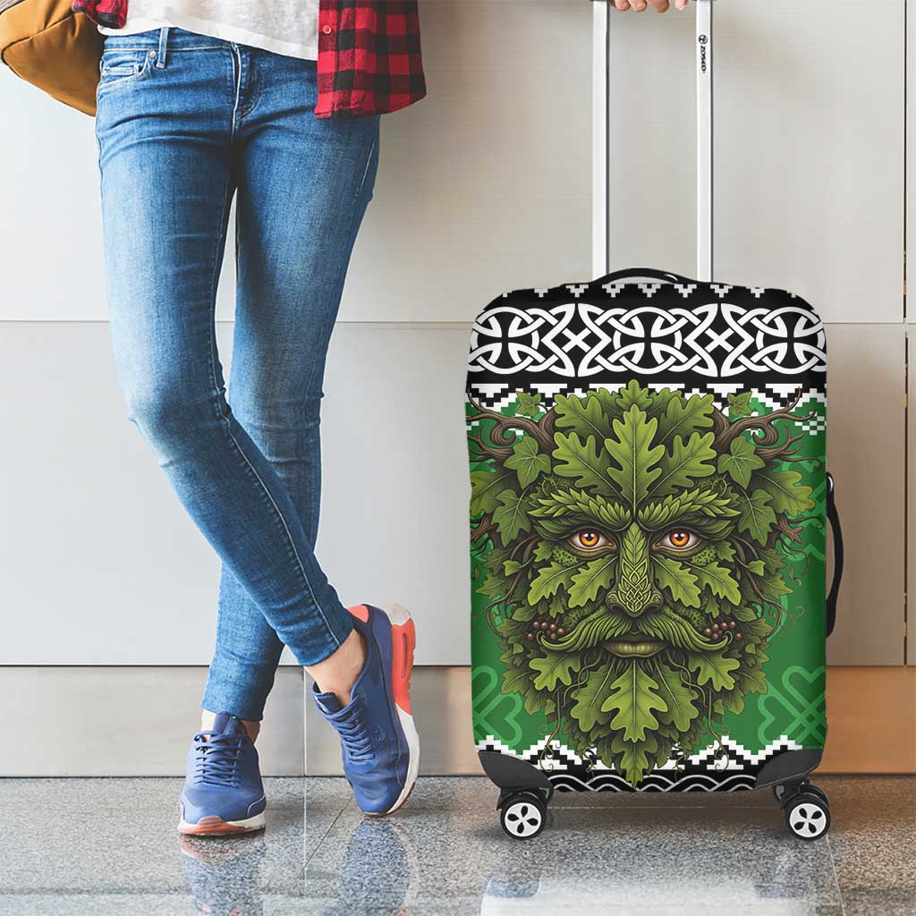 Personalized Anglesey Wales Christmas Luggage Cover Green Man Celtic Knot - Wonder Print Shop