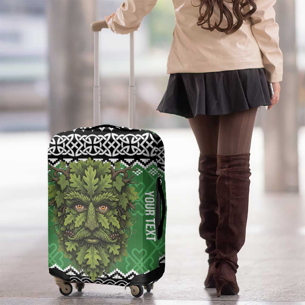 Personalized Anglesey Wales Christmas Luggage Cover Green Man Celtic Knot - Wonder Print Shop