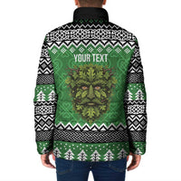 Personalized Anglesey Wales Christmas Padded Jacket Green Man Celtic Knot - Wonder Print Shop