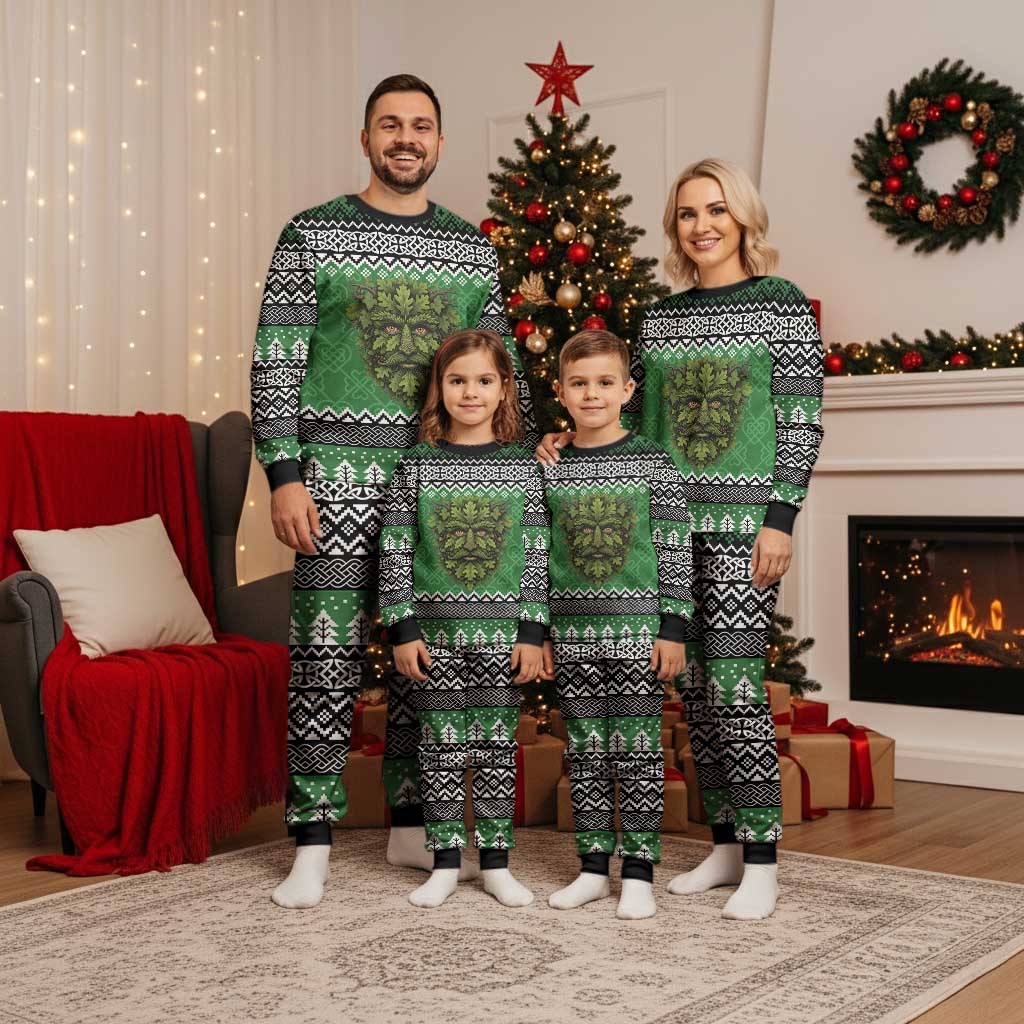 Personalized Anglesey Wales Christmas Pajama Set Green Man Celtic Knot - Wonder Print Shop