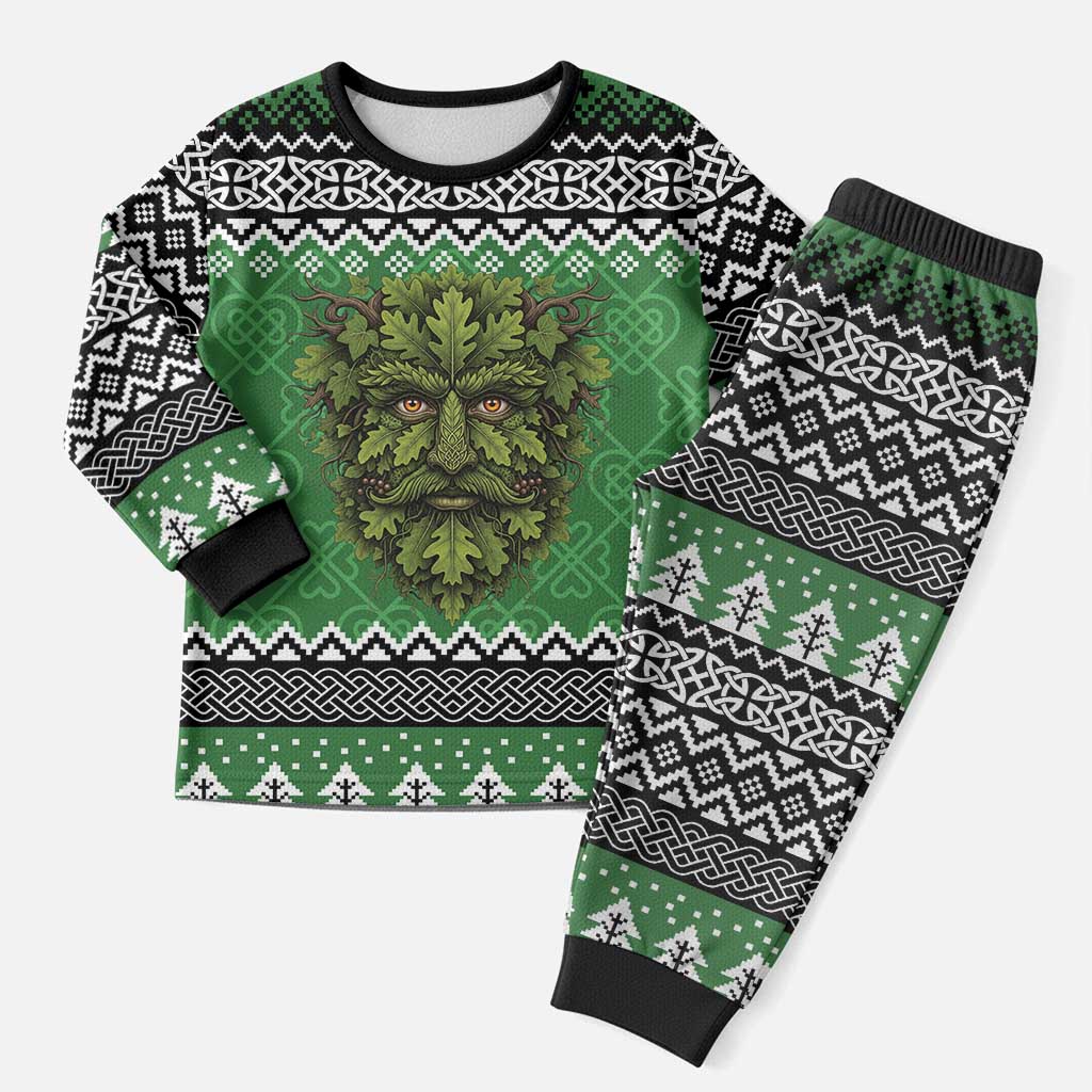 Personalized Anglesey Wales Christmas Pajama Set Green Man Celtic Knot - Wonder Print Shop