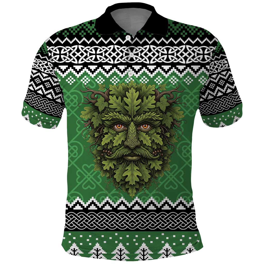 Personalized Anglesey Wales Christmas Polo Shirt Green Man Celtic Knot - Wonder Print Shop