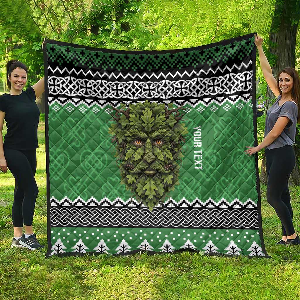 Personalized Anglesey Wales Christmas Quilt Green Man Celtic Knot - Wonder Print Shop