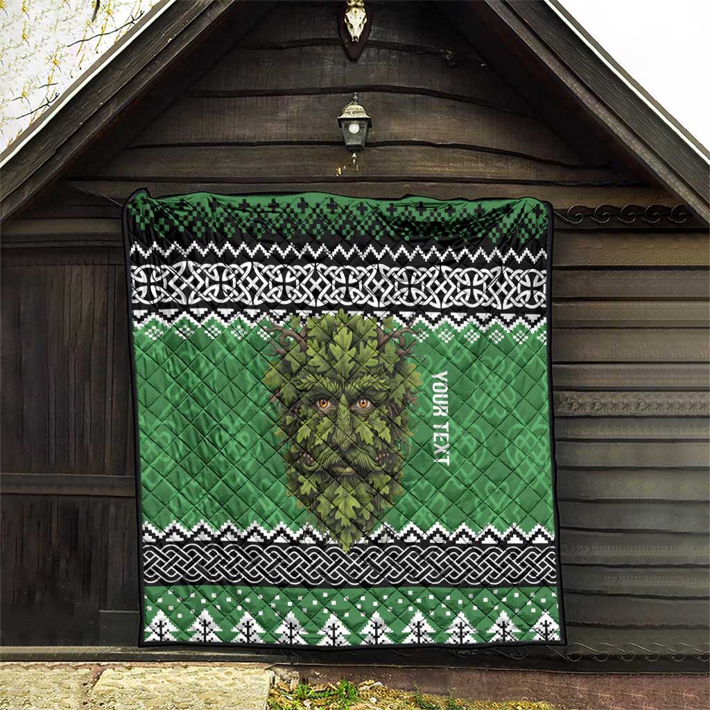 Personalized Anglesey Wales Christmas Quilt Green Man Celtic Knot - Wonder Print Shop