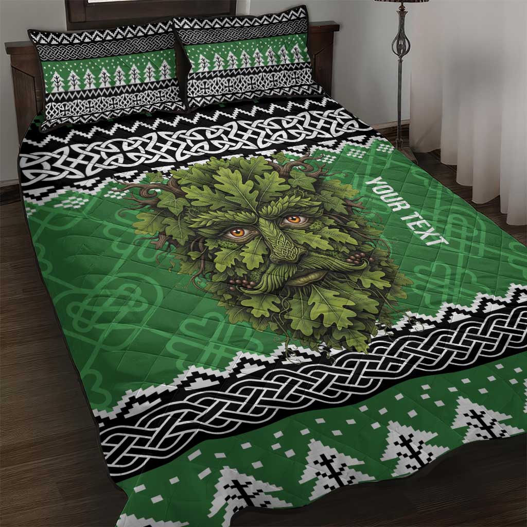 Personalized Anglesey Wales Christmas Quilt Bed Set Green Man Celtic Knot - Wonder Print Shop
