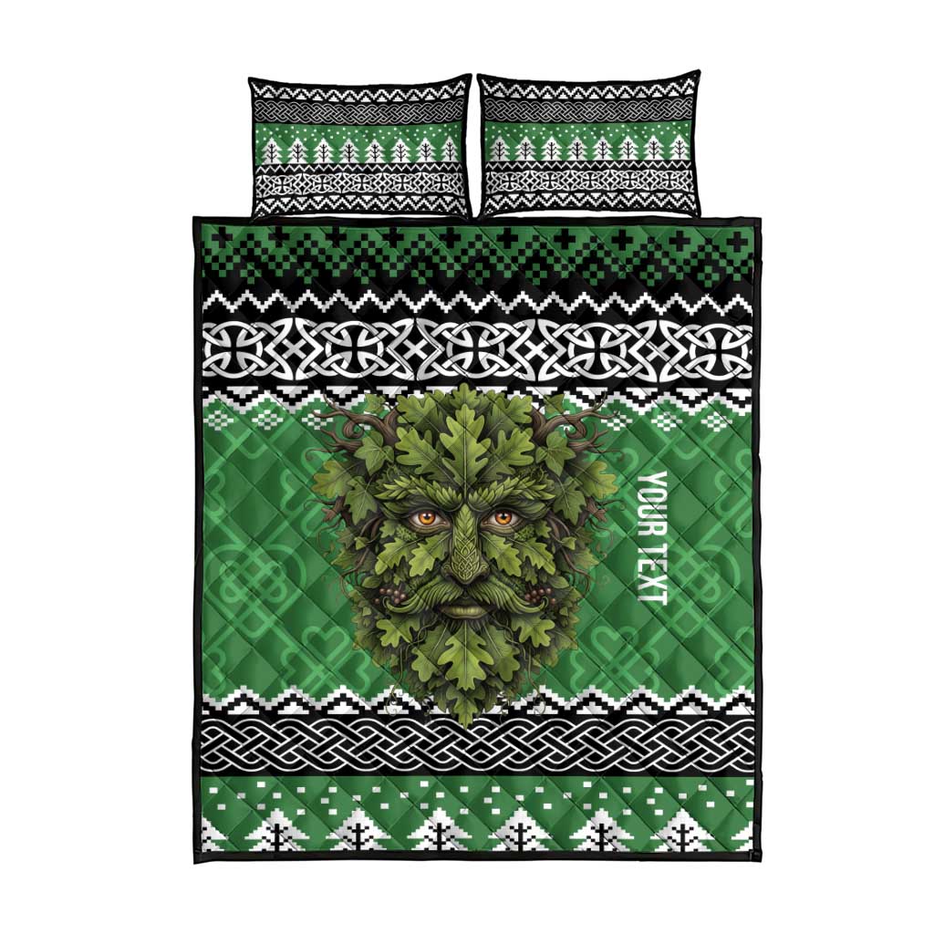Personalized Anglesey Wales Christmas Quilt Bed Set Green Man Celtic Knot - Wonder Print Shop