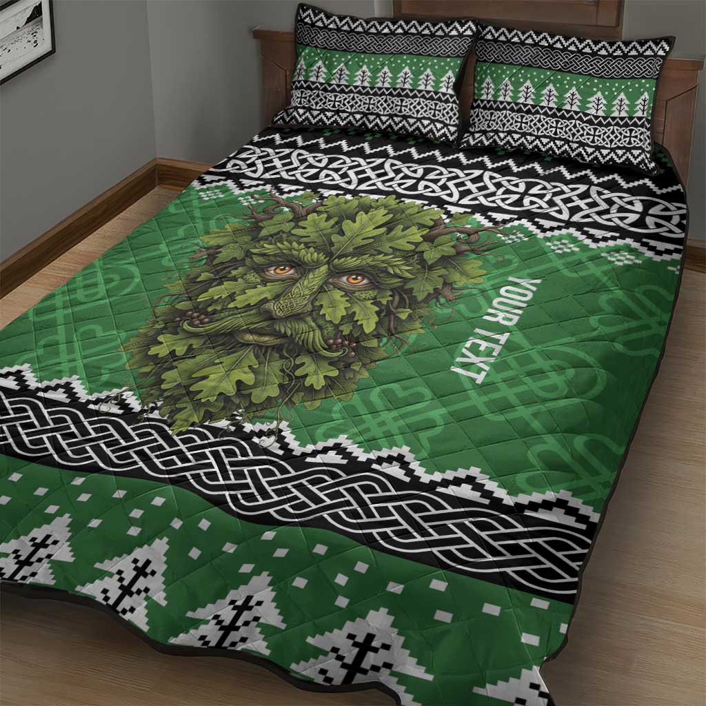 Personalized Anglesey Wales Christmas Quilt Bed Set Green Man Celtic Knot - Wonder Print Shop