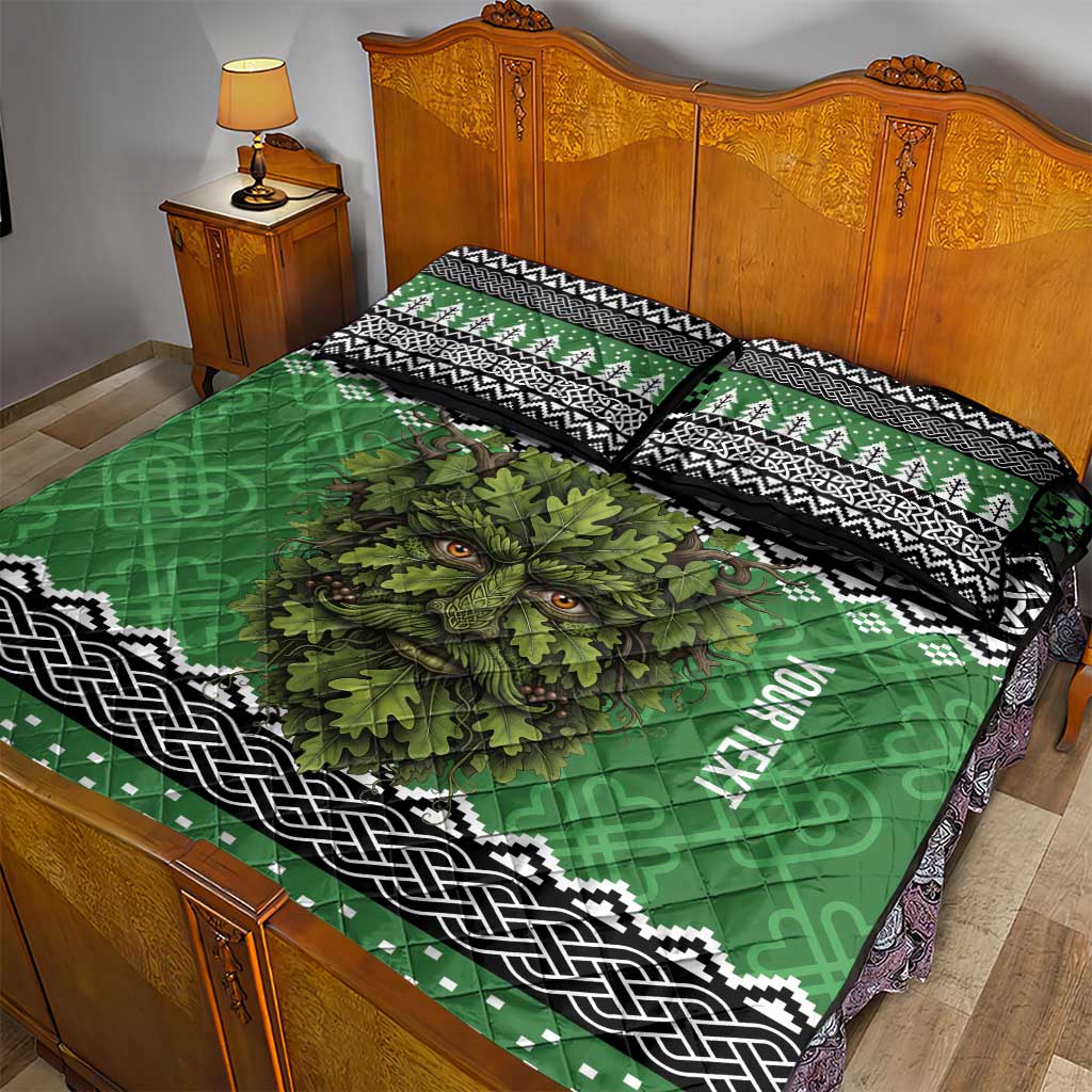 Personalized Anglesey Wales Christmas Quilt Bed Set Green Man Celtic Knot - Wonder Print Shop