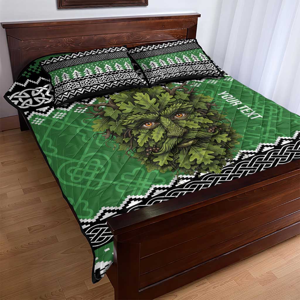 Personalized Anglesey Wales Christmas Quilt Bed Set Green Man Celtic Knot - Wonder Print Shop