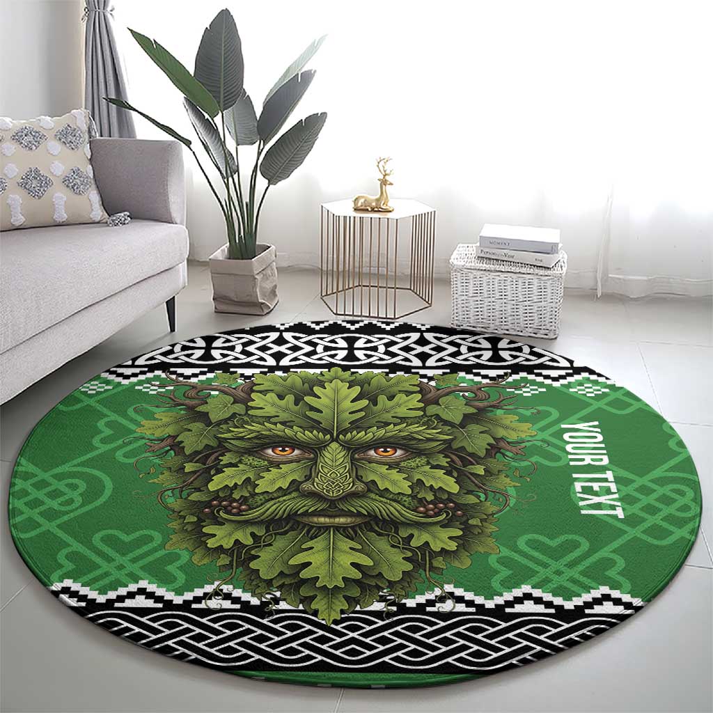 Personalized Anglesey Wales Christmas Round Carpet Green Man Celtic Knot - Wonder Print Shop