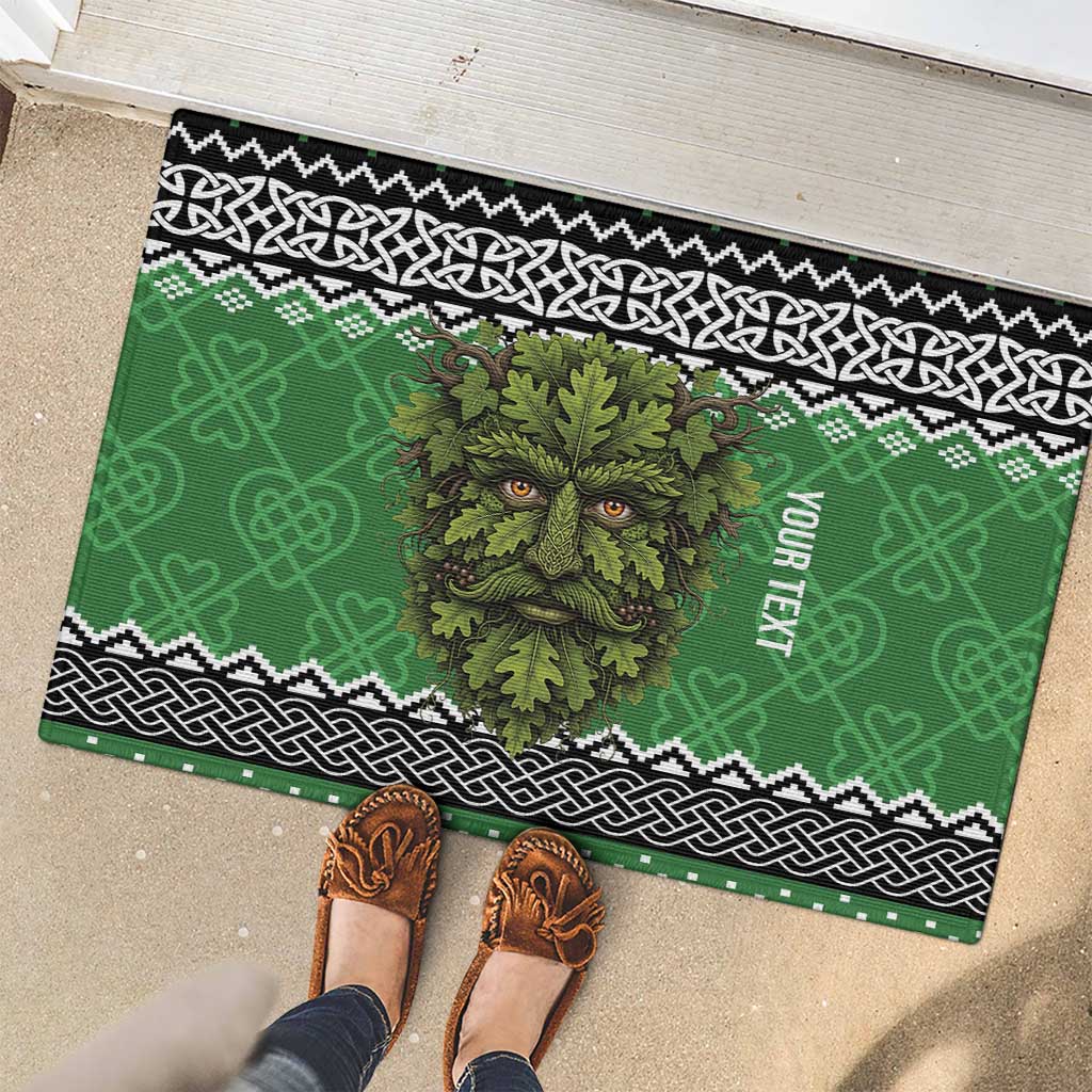 Personalized Anglesey Wales Christmas Rubber Doormat Green Man Celtic Knot - Wonder Print Shop