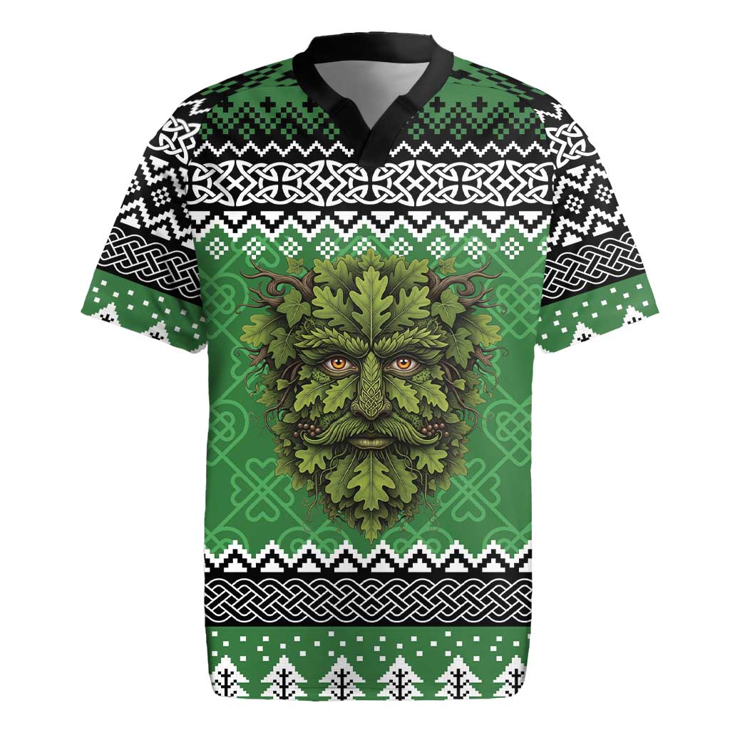 Personalized Anglesey Wales Christmas Rugby Jersey Green Man Celtic Knot - Wonder Print Shop