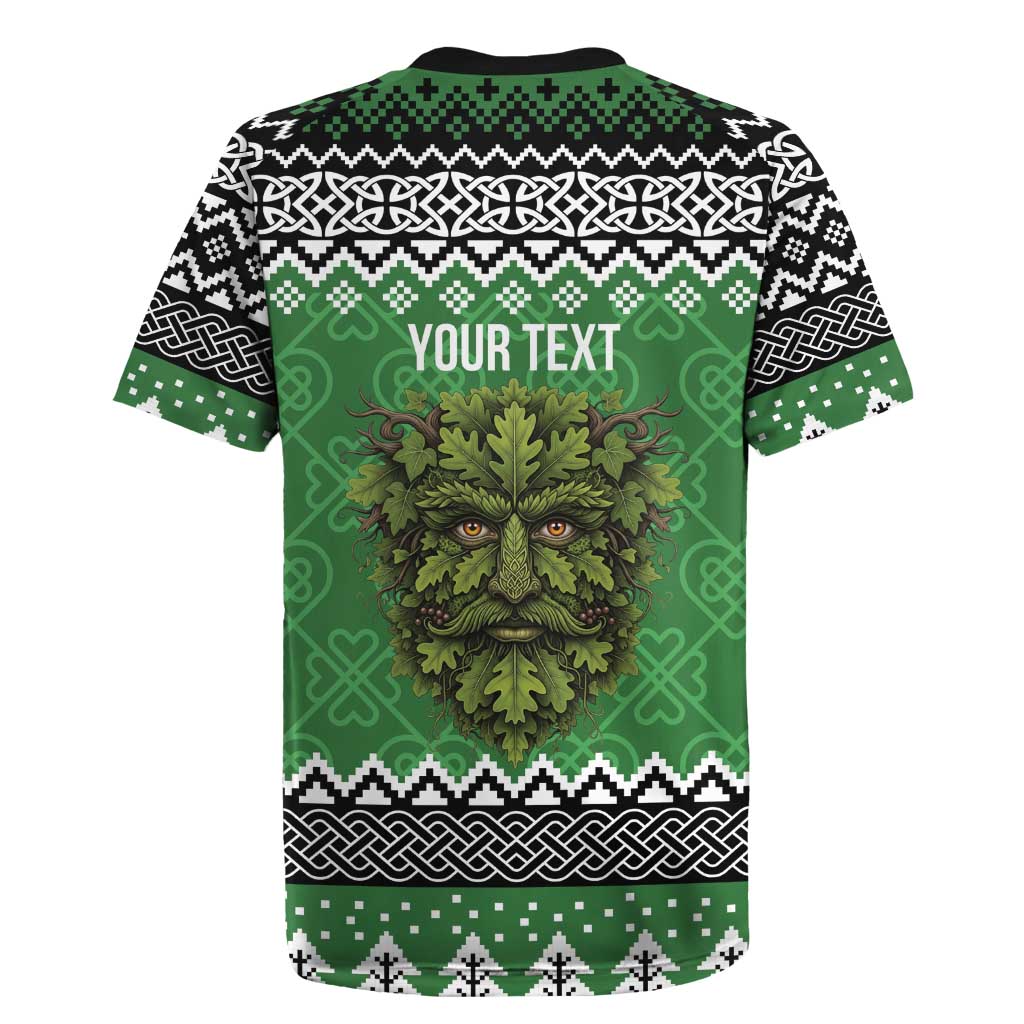 Personalized Anglesey Wales Christmas Rugby Jersey Green Man Celtic Knot - Wonder Print Shop