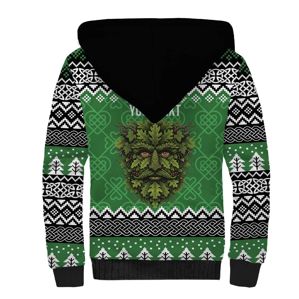 Personalized Anglesey Wales Christmas Sherpa Hoodie Green Man Celtic Knot - Wonder Print Shop