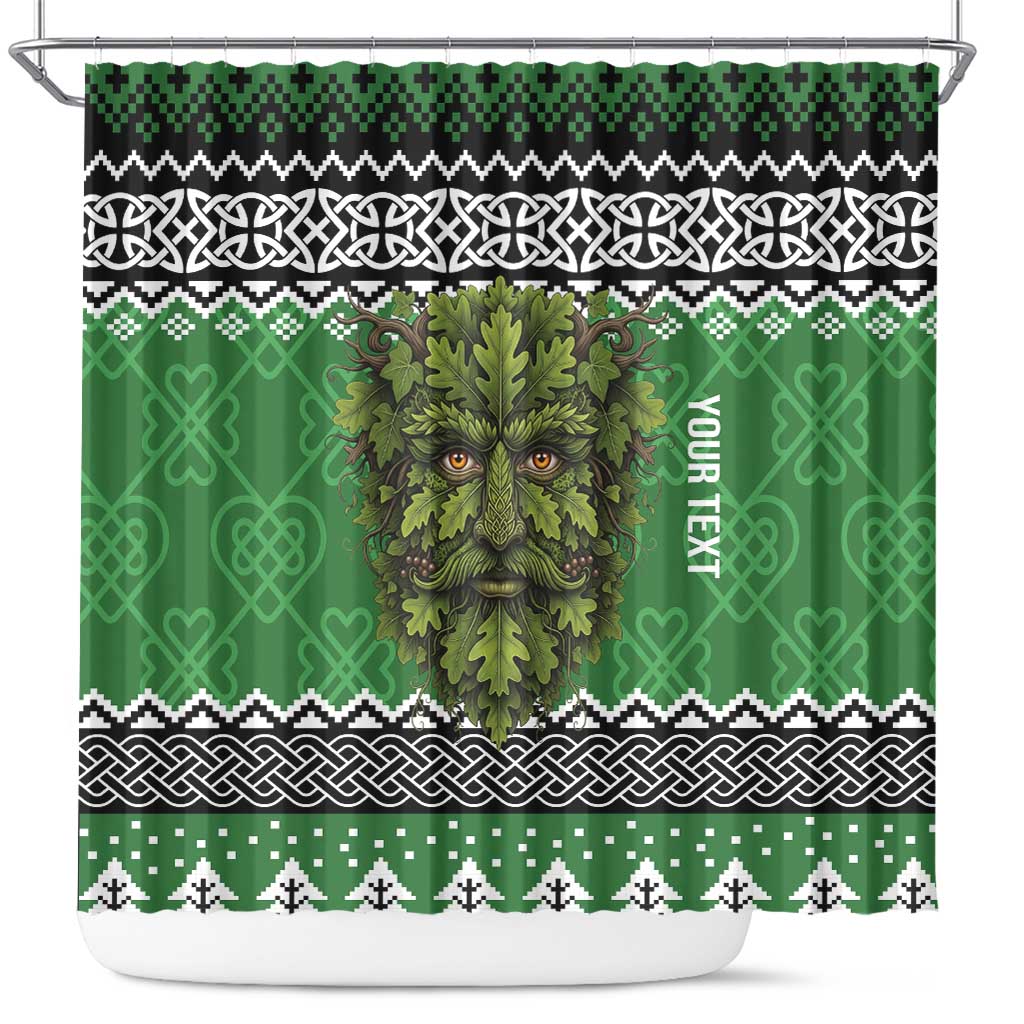 Personalized Anglesey Wales Christmas Shower Curtain Green Man Celtic Knot - Wonder Print Shop