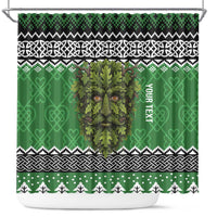 Personalized Anglesey Wales Christmas Shower Curtain Green Man Celtic Knot - Wonder Print Shop