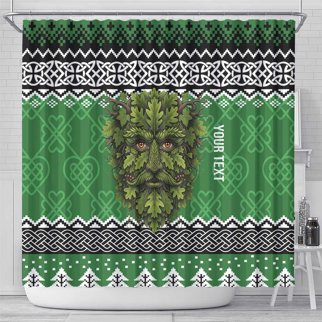 Personalized Anglesey Wales Christmas Shower Curtain Green Man Celtic Knot - Wonder Print Shop