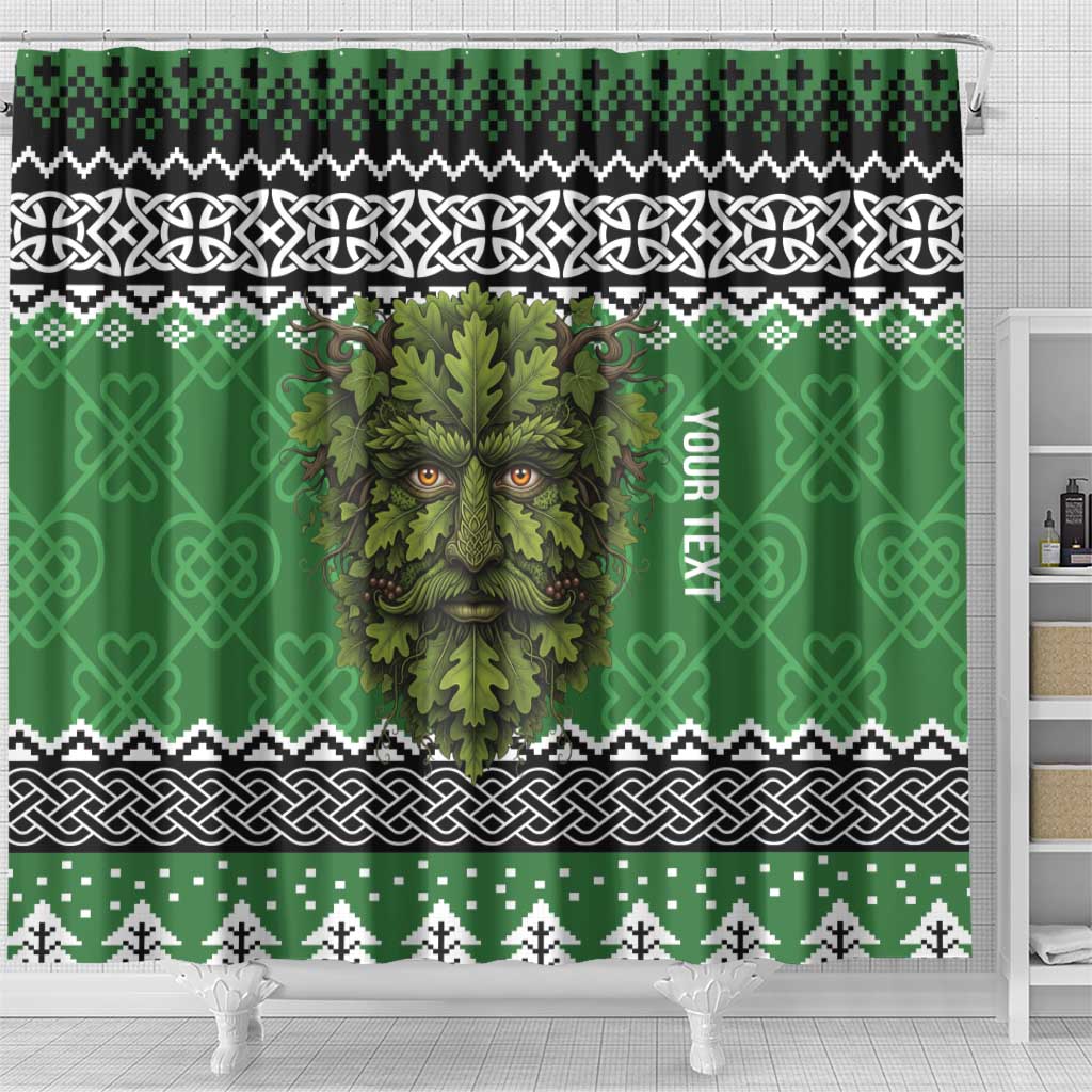 Personalized Anglesey Wales Christmas Shower Curtain Green Man Celtic Knot - Wonder Print Shop