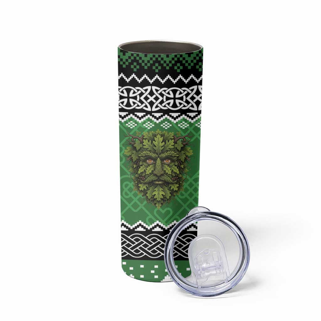 Personalized Anglesey Wales Christmas Skinny Tumbler Green Man Celtic Knot - Wonder Print Shop