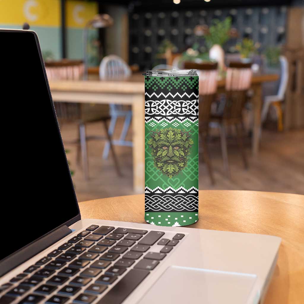 Personalized Anglesey Wales Christmas Skinny Tumbler Green Man Celtic Knot - Wonder Print Shop