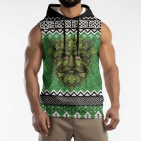 Personalized Anglesey Wales Christmas Sleeveless Hoodie Green Man Celtic Knot - Wonder Print Shop