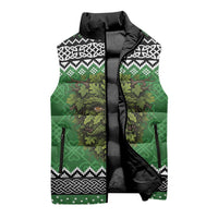Personalized Anglesey Wales Christmas Sleeveless Puffer Jacket Green Man Celtic Knot - Wonder Print Shop