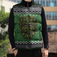 Personalized Anglesey Wales Christmas Sleeveless Puffer Jacket Green Man Celtic Knot - Wonder Print Shop