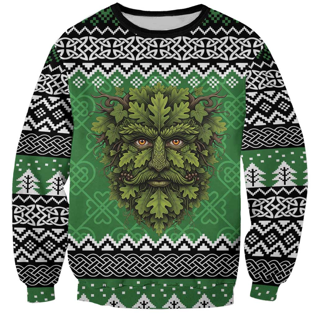 Personalized Anglesey Wales Christmas Sweatshirt Green Man Celtic Knot - Wonder Print Shop