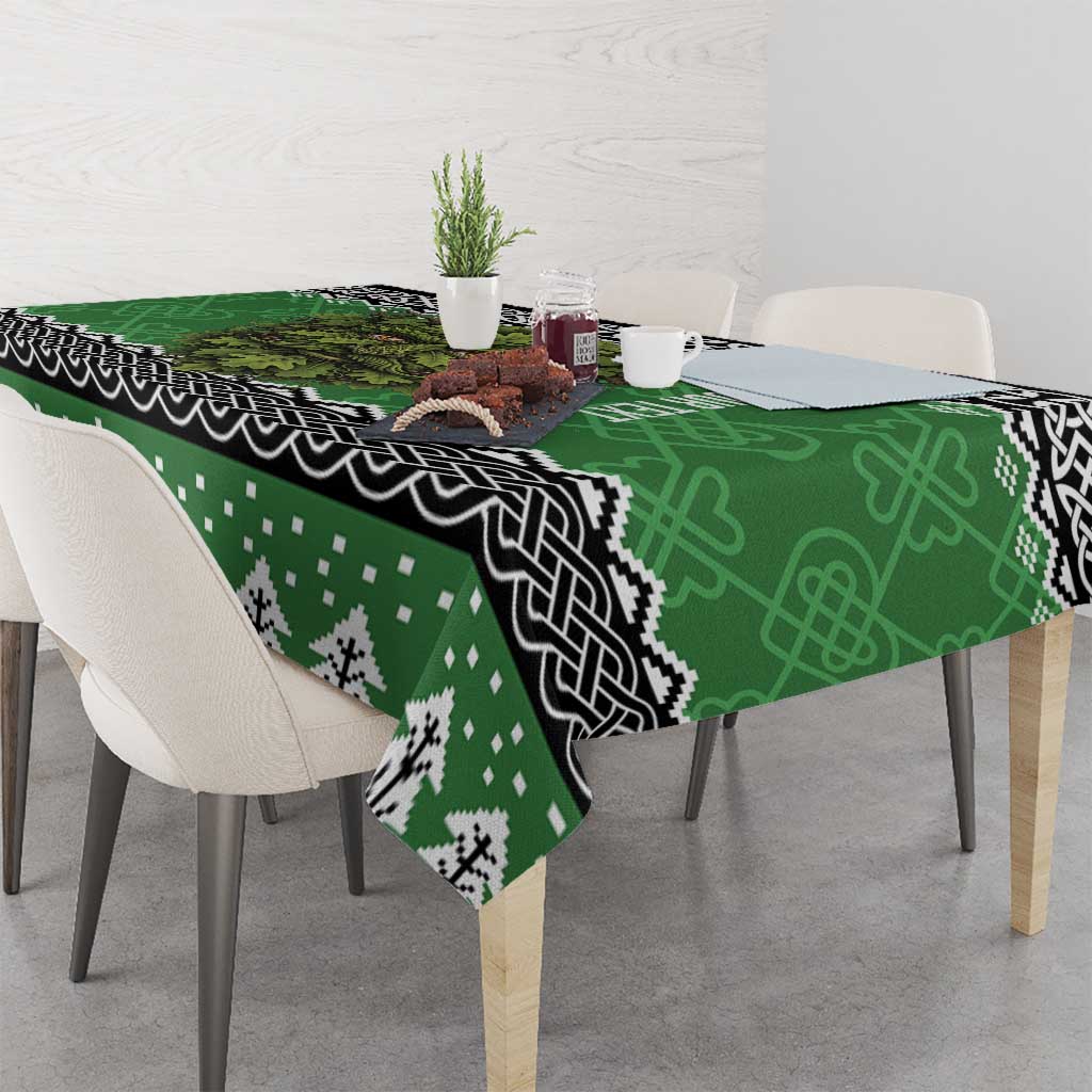 Personalized Anglesey Wales Christmas Tablecloth Green Man Celtic Knot - Wonder Print Shop