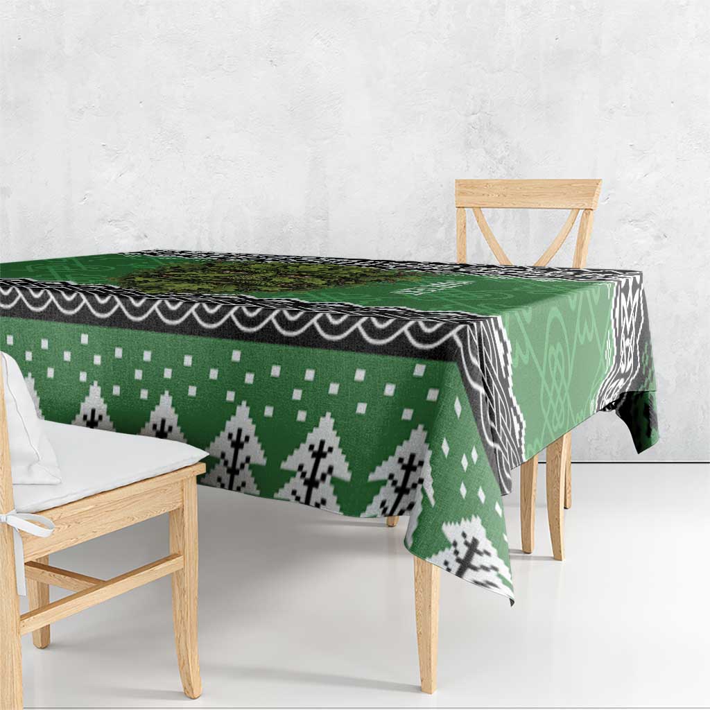 Personalized Anglesey Wales Christmas Tablecloth Green Man Celtic Knot - Wonder Print Shop