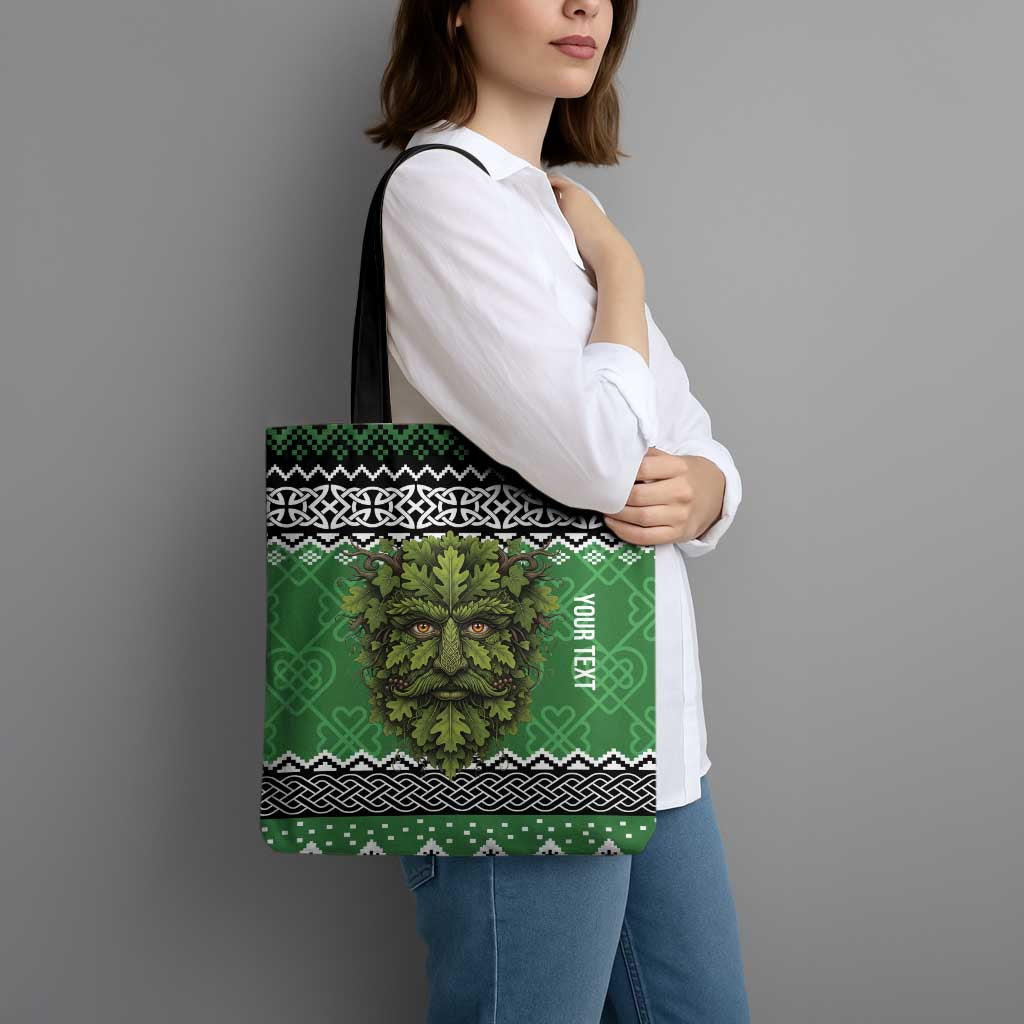 Personalized Anglesey Wales Christmas Tote Bag Green Man Celtic Knot - Wonder Print Shop