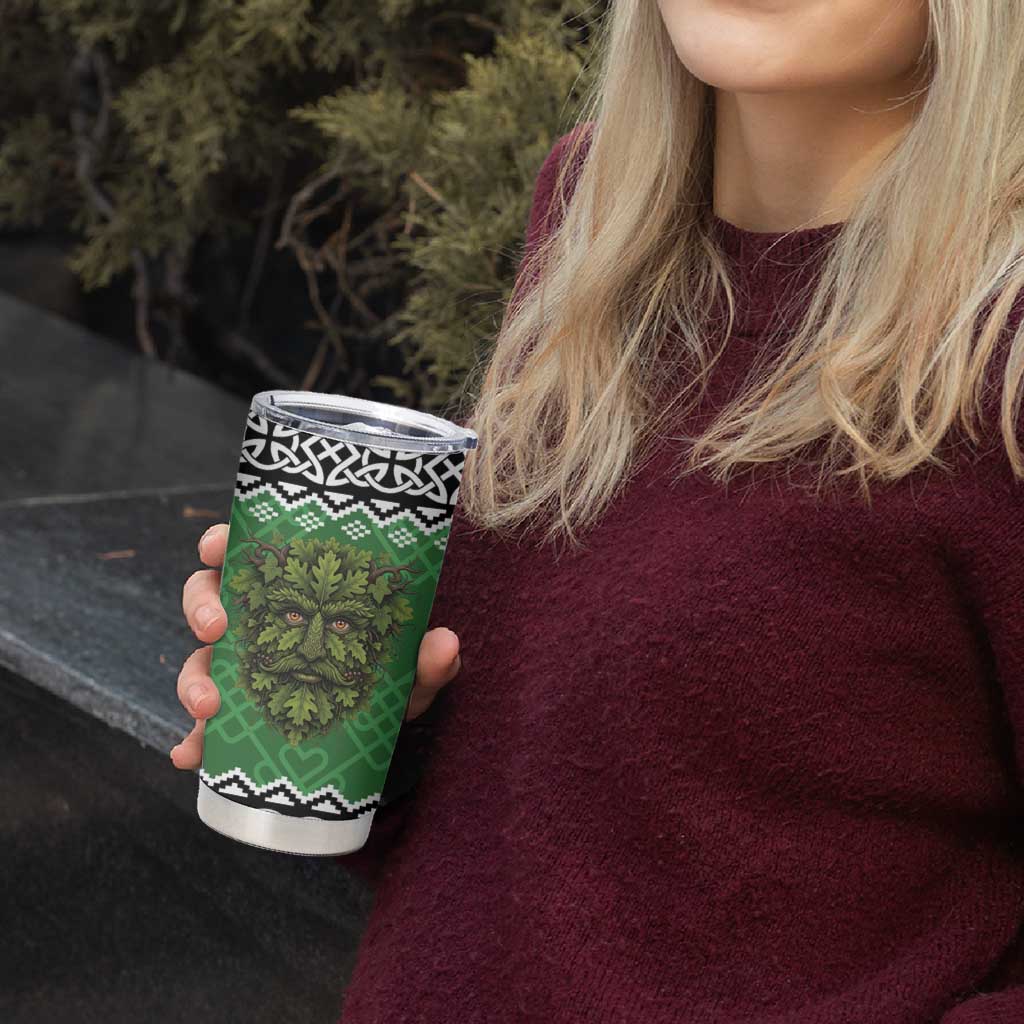 Personalized Anglesey Wales Christmas Tumbler Cup Green Man Celtic Knot - Wonder Print Shop
