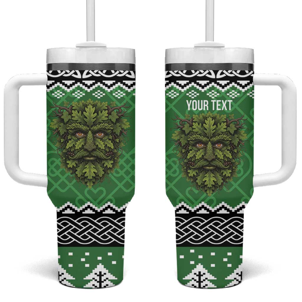Personalized Anglesey Wales Christmas Tumbler With Handle Green Man Celtic Knot - Wonder Print Shop