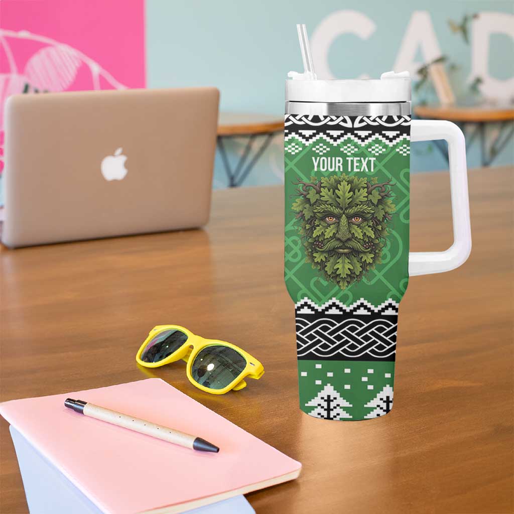 Personalized Anglesey Wales Christmas Tumbler With Handle Green Man Celtic Knot - Wonder Print Shop