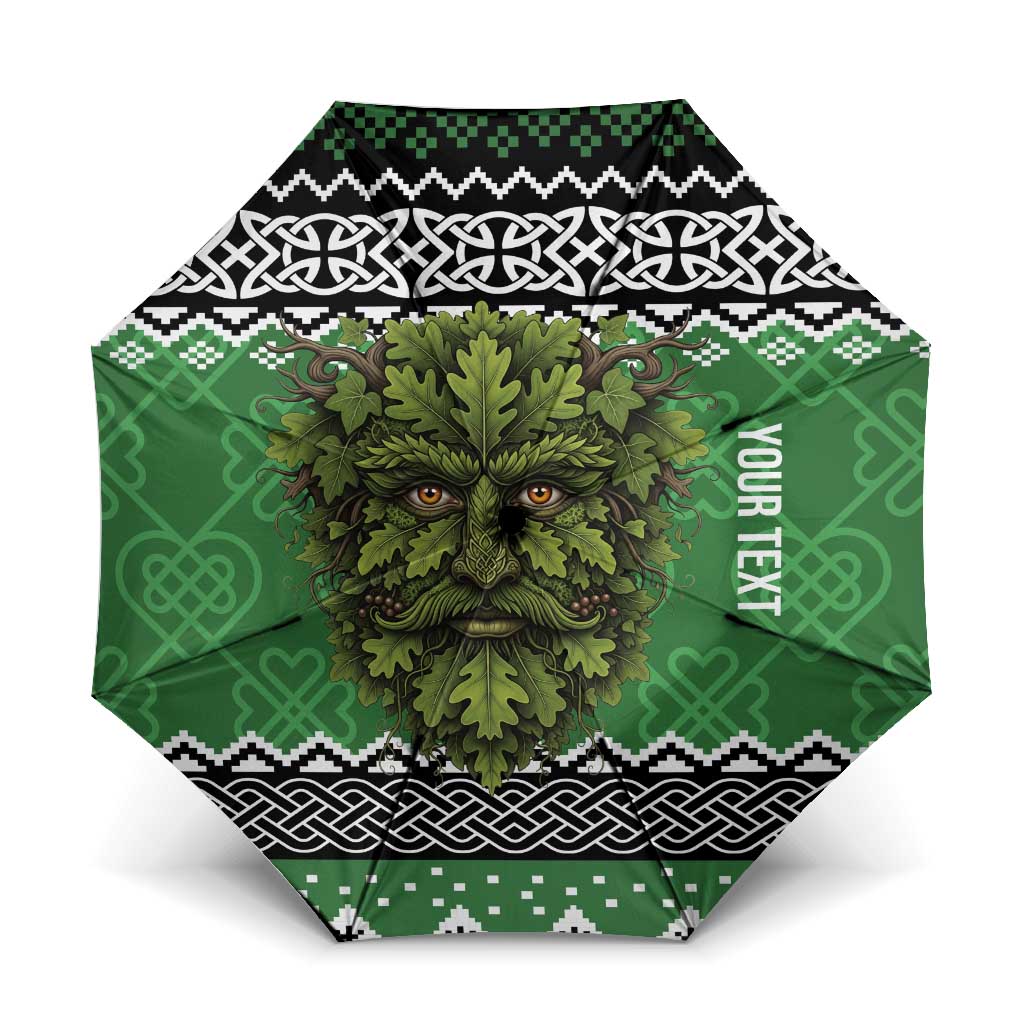 Personalized Anglesey Wales Christmas Umbrella Green Man Celtic Knot - Wonder Print Shop
