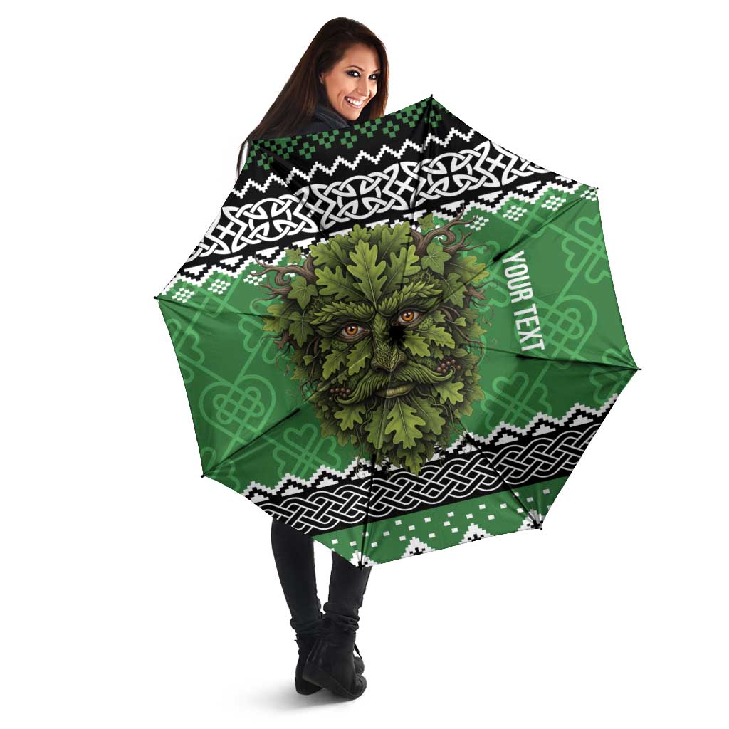 Personalized Anglesey Wales Christmas Umbrella Green Man Celtic Knot - Wonder Print Shop
