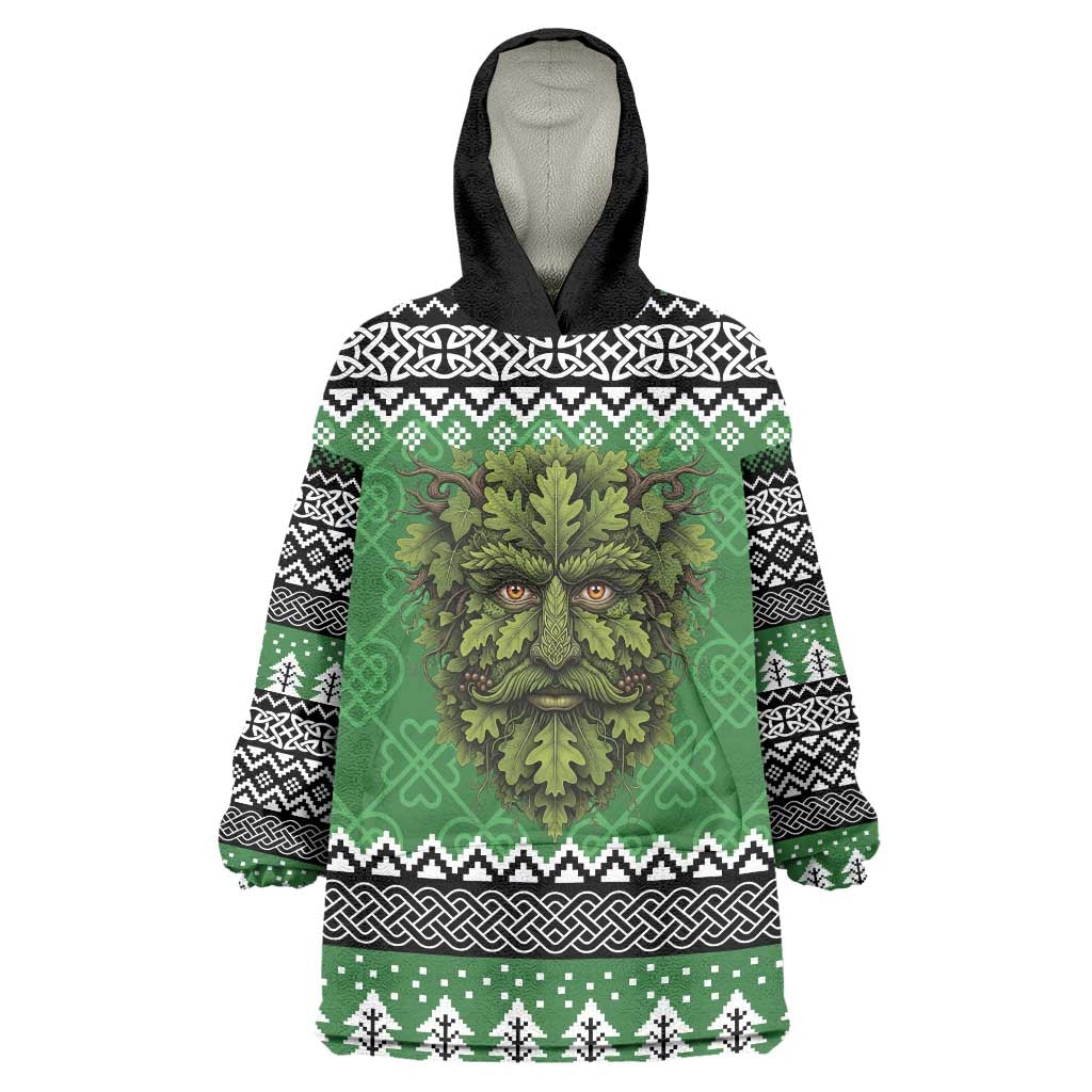 Personalized Anglesey Wales Christmas Wearable Blanket Hoodie Green Man Celtic Knot - Wonder Print Shop