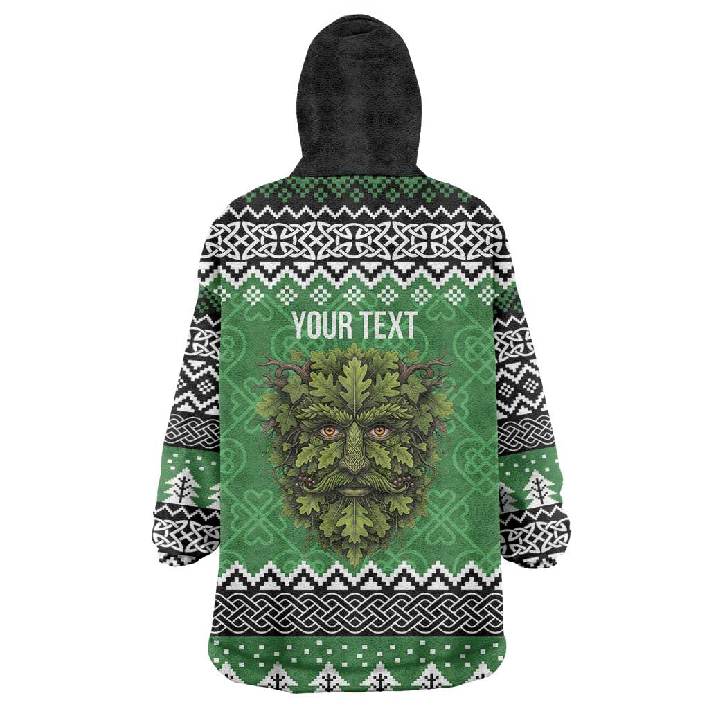 Personalized Anglesey Wales Christmas Wearable Blanket Hoodie Green Man Celtic Knot - Wonder Print Shop